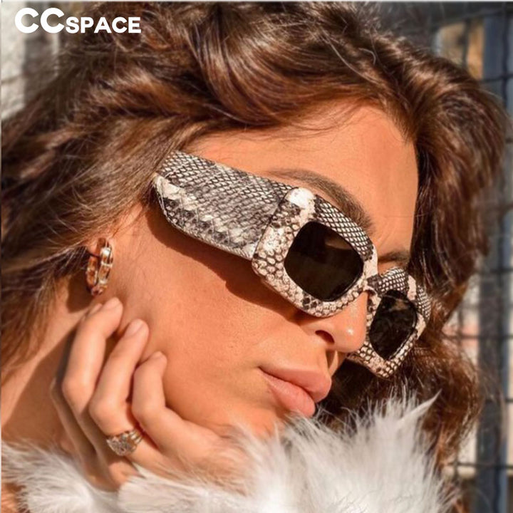 CCspace Women's Full Rim Rectangle Resin Snake Skin Python Frame Sunglasses 53026 Sunglasses CCspace Sunglasses