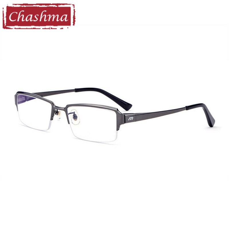 Chashma Ottica Men's Semi Rim Square Titanium Eyeglasses 119 Semi Rim Chashma Ottica Gray Model A