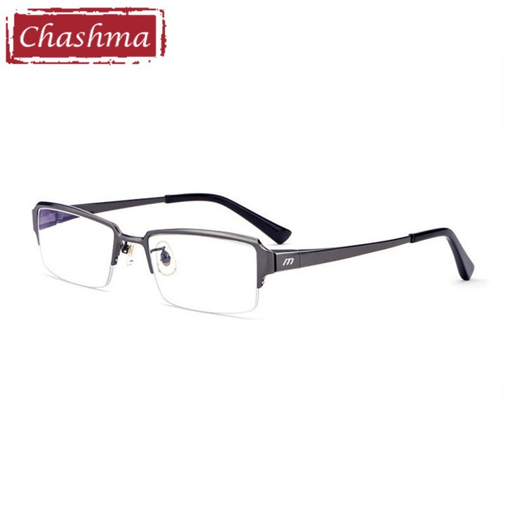 Chashma Ottica Men's Semi Rim Square Titanium Eyeglasses 119 Semi Rim Chashma Ottica Gray Model A