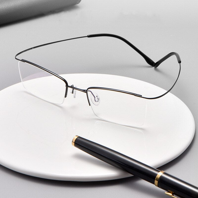 Yimaruili Men's Semi Rim Hinge Free β Titanium Frame Eyeglasses 30004 Semi Rim Yimaruili Eyeglasses