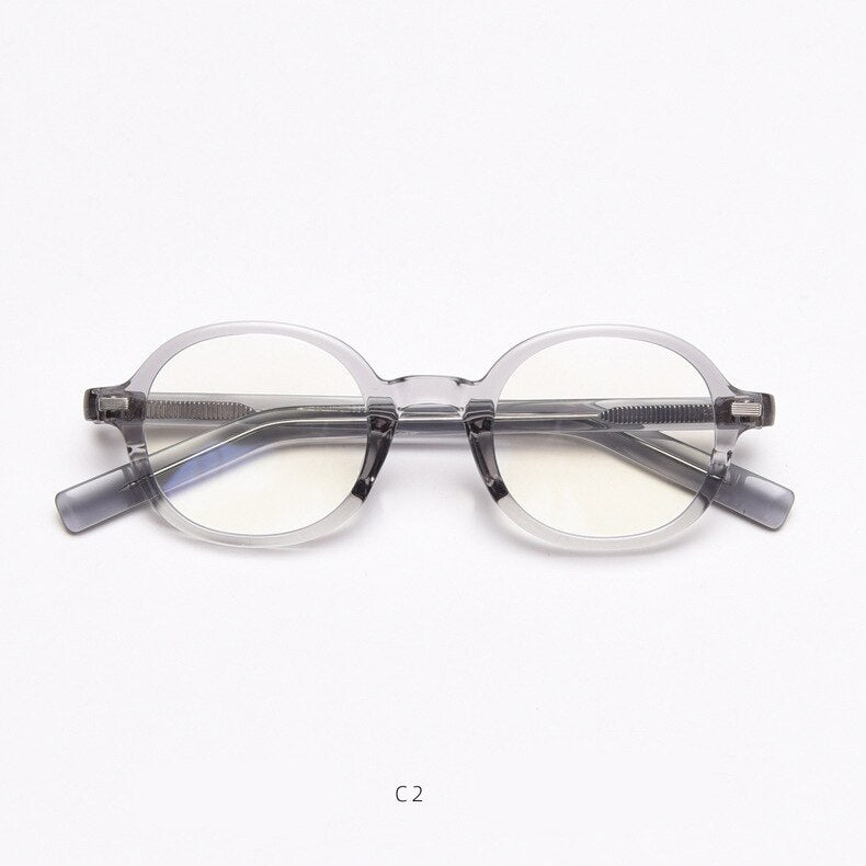 CCspace Unisex Full Rim Oval Tr 90 Titanium Frame Acetate Leg Eyeglasses 49828 Full Rim CCspace C2Gray