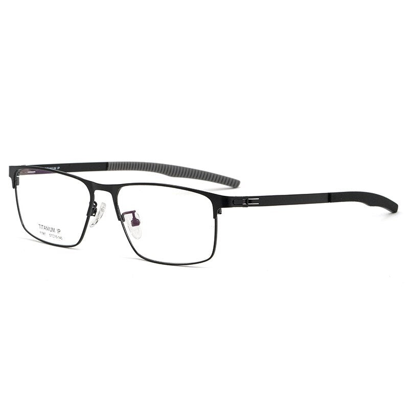 Hotochki Men's Full Rim Titanium Square Frame Eyeglasses F1981 Full Rim Hotochki black