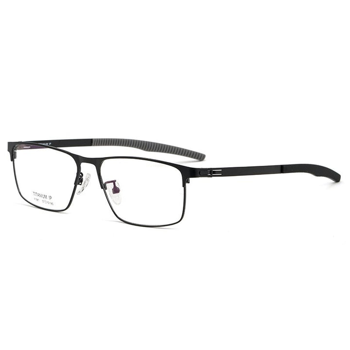 Hotochki Men's Full Rim Titanium Square Frame Eyeglasses F1981 Full Rim Hotochki black