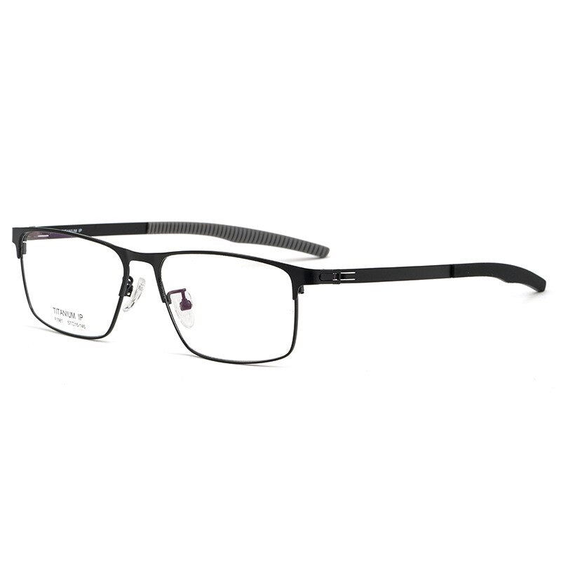 Hotochki Men's Full Rim Titanium Square Frame Eyeglasses F1981 Full Rim Hotochki black  