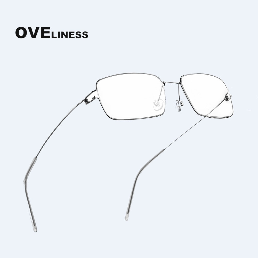 Oveliness Unisex Full Rim Square Screwless Titanium Alloy Eyeglasses Full Rim Oveliness