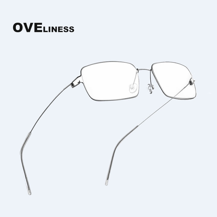 Oveliness Unisex Full Rim Square Screwless Titanium Alloy Eyeglasses Full Rim Oveliness