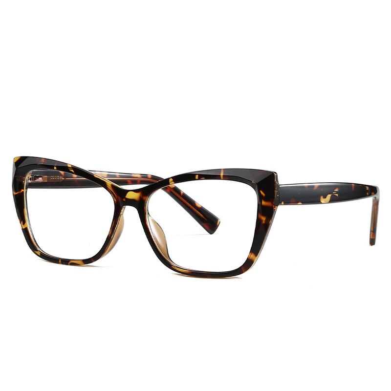 Chashma Women's Full Rim Cat Eye Alloy Acetate Eyeglasses 2002 Full Rim Chashma Leopard