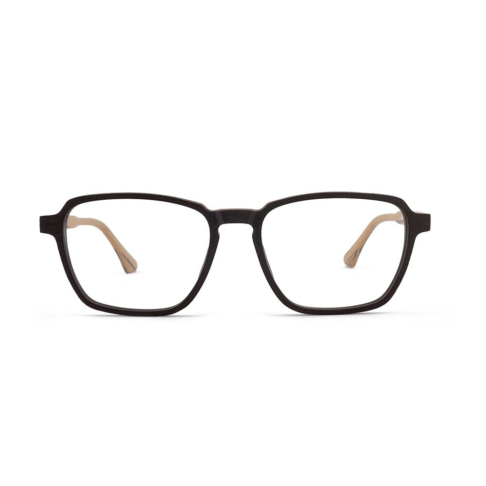 Hdcrafter Men's Full Rim Oversized Polygonal Square Wood Frame Eyeglasses 1694 Full Rim Hdcrafter Eyeglasses