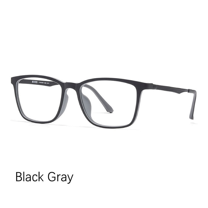 Yimaruili Men's Eyeglasses Square Full Rim Titanium Y8808 Full Rim Yimaruili Eyeglasses Black Gray