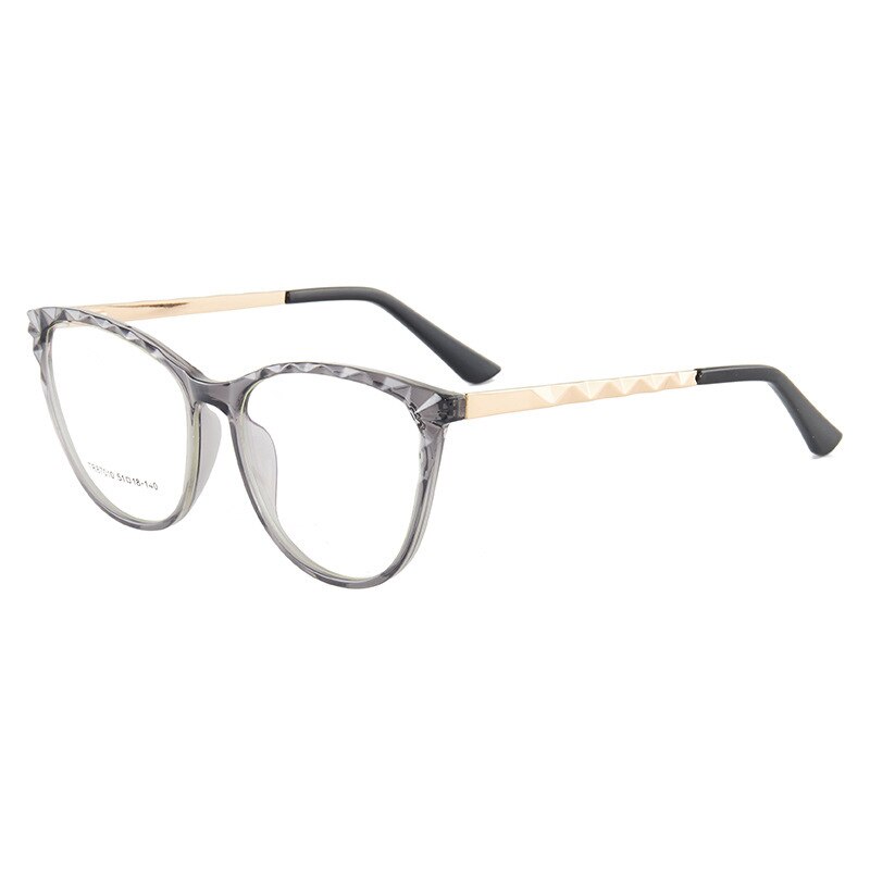 Hotony Women's Full Rim TR 90 Resin Round Cat Eye Frame Eyeglasses 7010 Full Rim Hotony gray