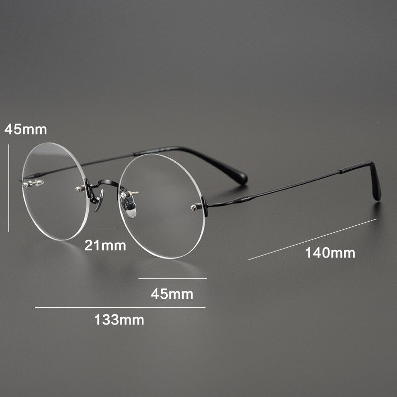 Gatenac Unisex Rimless Round Titanium Frame Eyeglasses Gxyj647 Rimless Gatenac