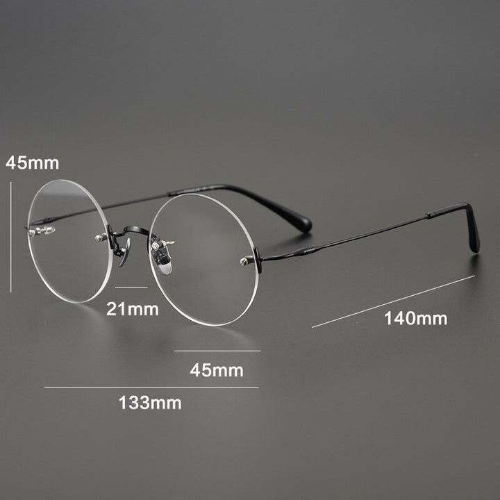 Gatenac Unisex Rimless Round Titanium Frame Eyeglasses Gxyj647 Rimless Gatenac