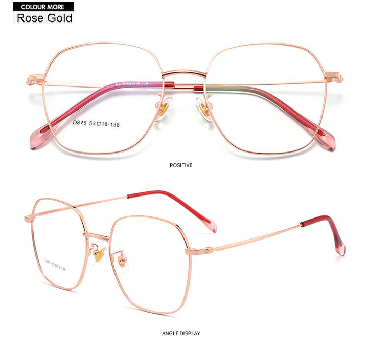 Hotony Unisex Full Rim Polygon Alloy Frame Spring Hinge Eyeglasses D875 Full Rim Hotony