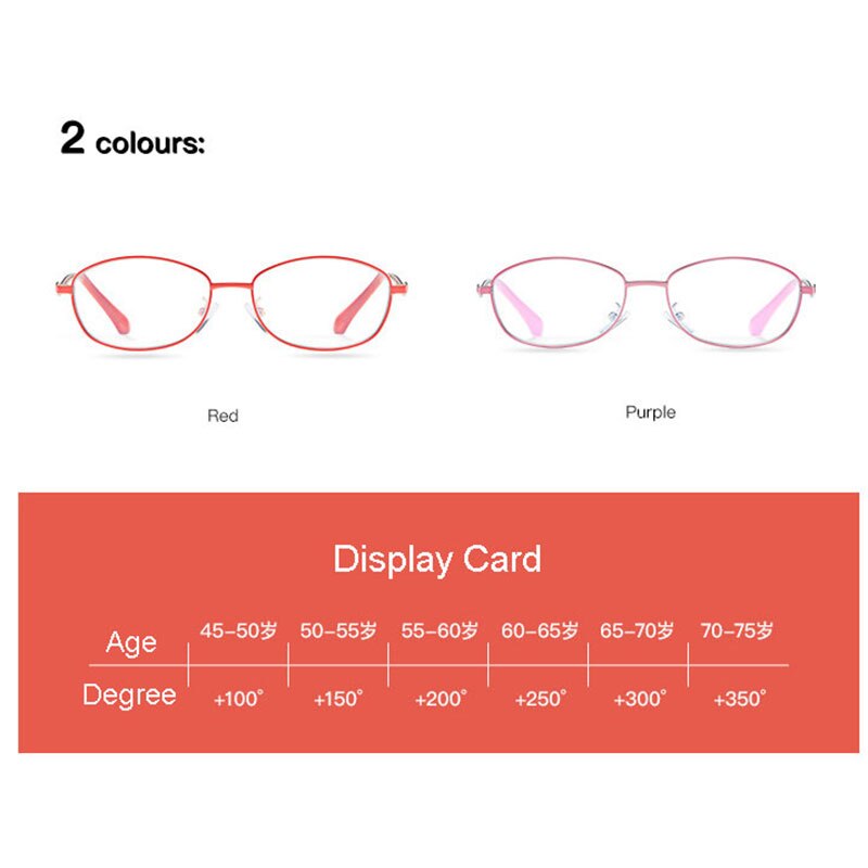 Hotony Women's Full Rim Rectangular Alloy Frame Presbyopic Reading Glasses 9002 Reading Glasses Hotony