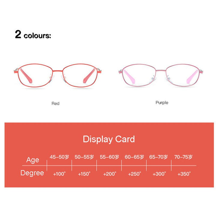 Hotony Women's Full Rim Rectangular Alloy Frame Presbyopic Reading Glasses 9002 Reading Glasses Hotony