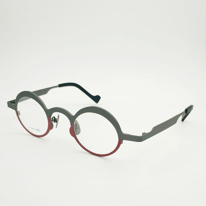 Yujo Unisex Full Rim Round Eyeglasses Titanium 7023 Full Rim Yujo