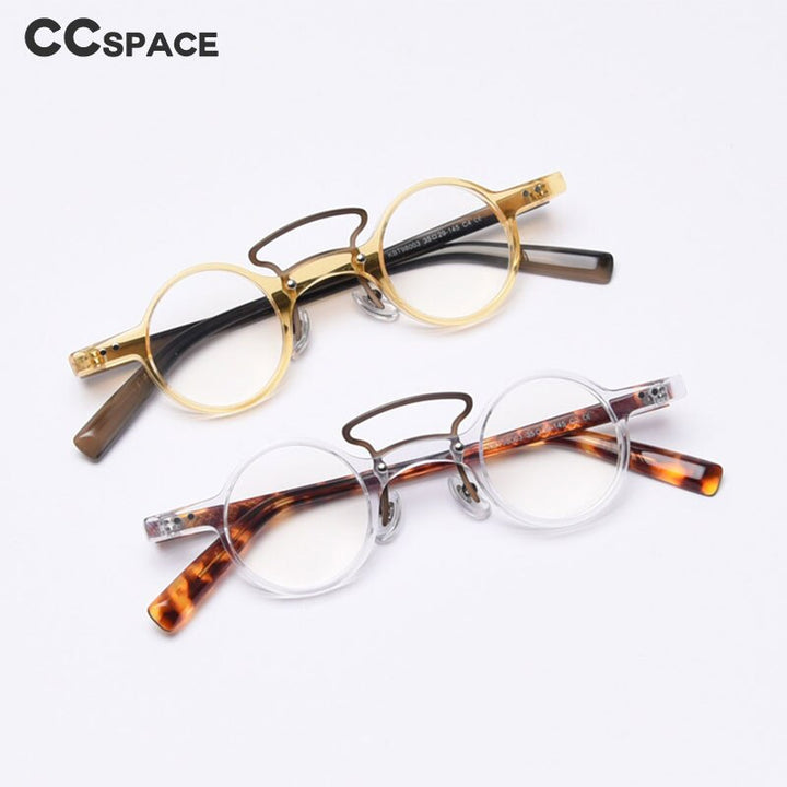 CCspace Unisex Full Rim Round Acetate Punk Double Bridge Frame Eyeglasses 49805 Full Rim CCspace