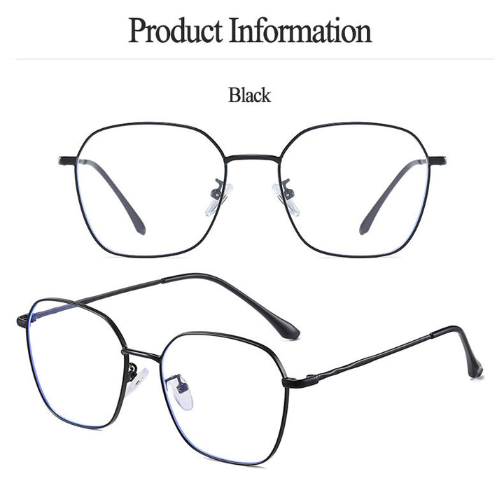 Hotony Unisex Full Rim Alloy Polygonal Frame Eyeglasses Zy9037 Full Rim Hotony