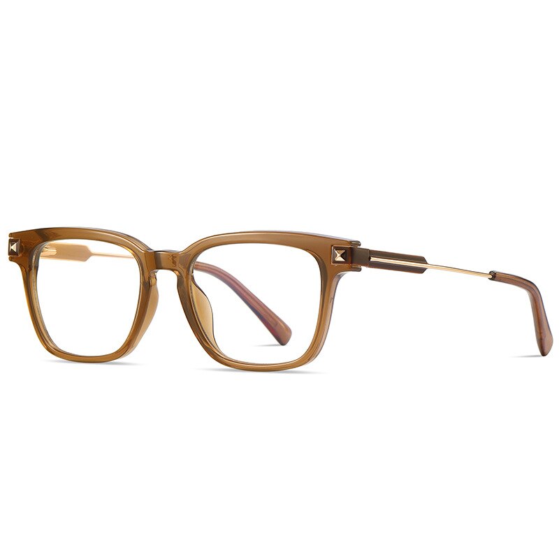 Reven Jate Unisex Full Rim Square Acetate Eyeglasses 2068 Full Rim Reven Jate brown