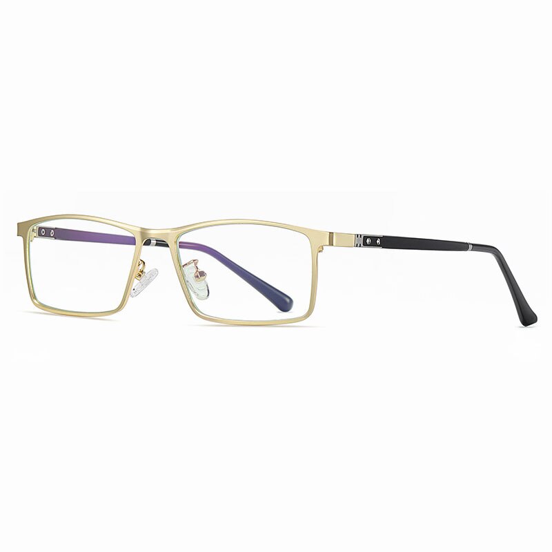 Hotochki Men's Full Rim Alloy Frame Anti Blue Lens Eyeglasses 2316 Full Rim Hotochki Gold