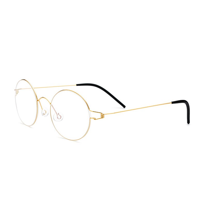 Yimaruili Unisex Full Rim Screwless Titanium Alloy Round Frame Eyeglasses 28607 Full Rim Yimaruili Eyeglasses Gold