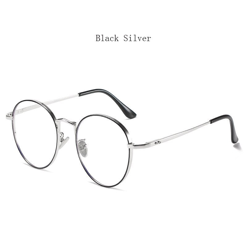 Hdcrafter Unisex Full Rim Round Alloy Frame Eyeglasses Anti Blue Light Lenses 2355 Full Rim Hdcrafter Eyeglasses Black Silver