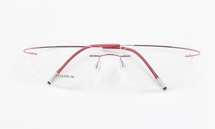 Bclear Women Rimless Cat Eye Memory Titanium Eyeglasses 2003 Rimless Bclear Pink