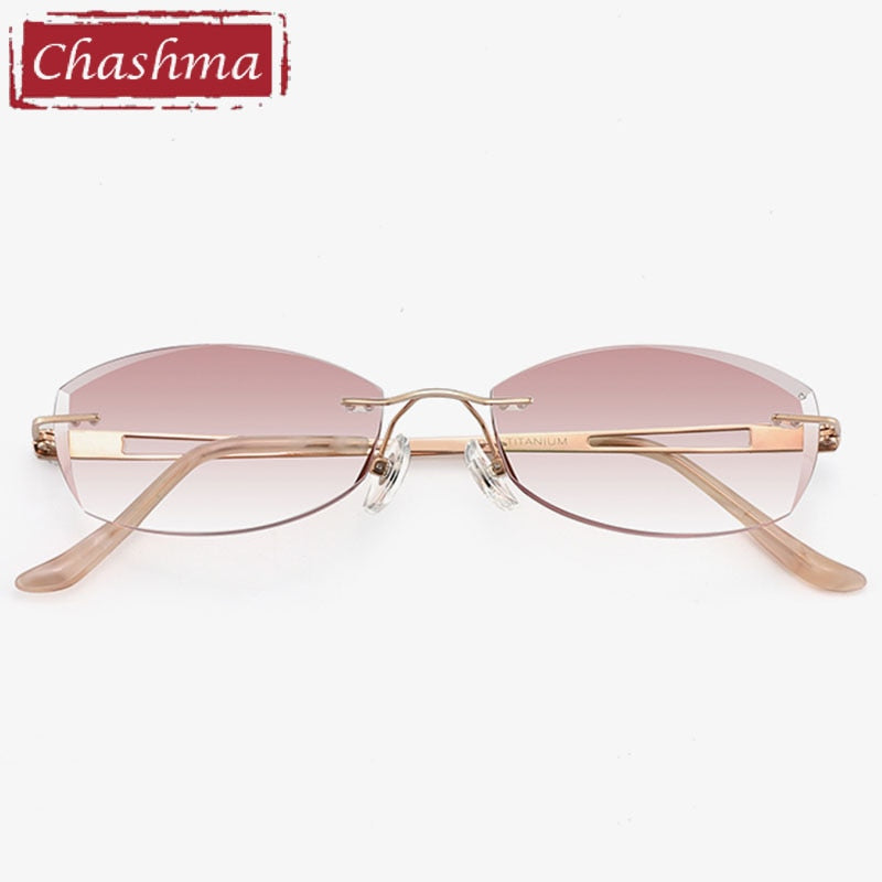 Chashma Ottica Women's Rimless Oval Rectangle Titanium Eyeglasses Tinted Lenses 6048 Rimless Chashma Ottica   