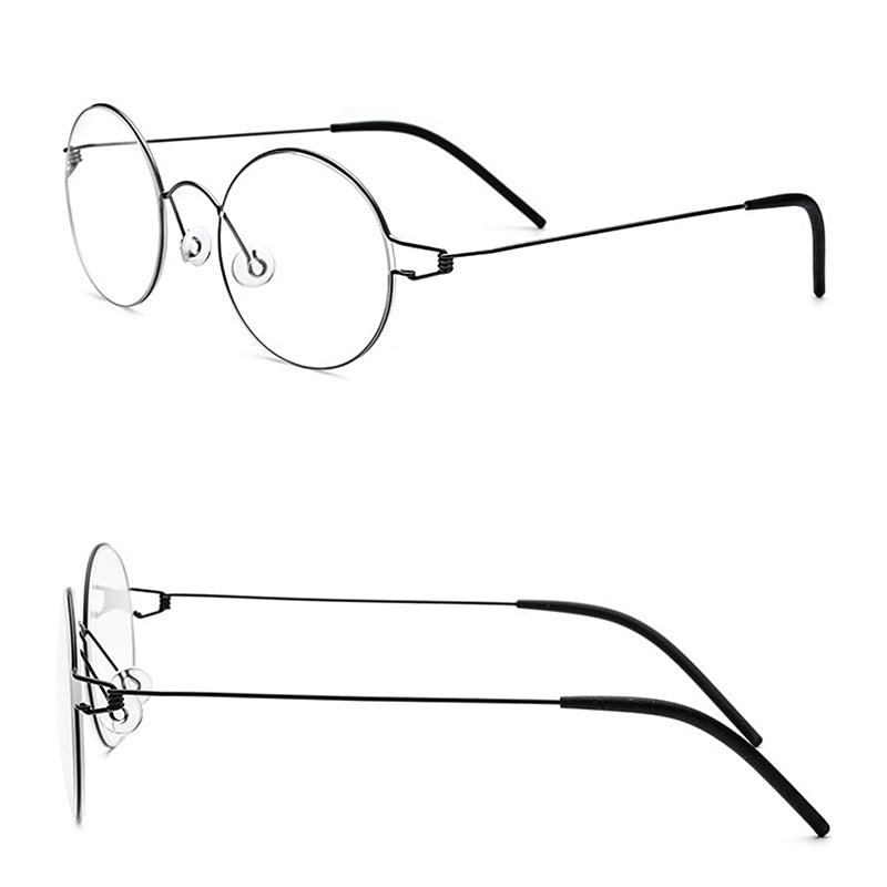 Yimaruili Unisex Full Rim Screwless Titanium Alloy Round Frame Eyeglasses 28607 Full Rim Yimaruili Eyeglasses