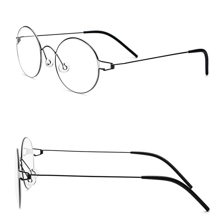 Yimaruili Unisex Full Rim Screwless Titanium Alloy Round Frame Eyeglasses 28607 Full Rim Yimaruili Eyeglasses