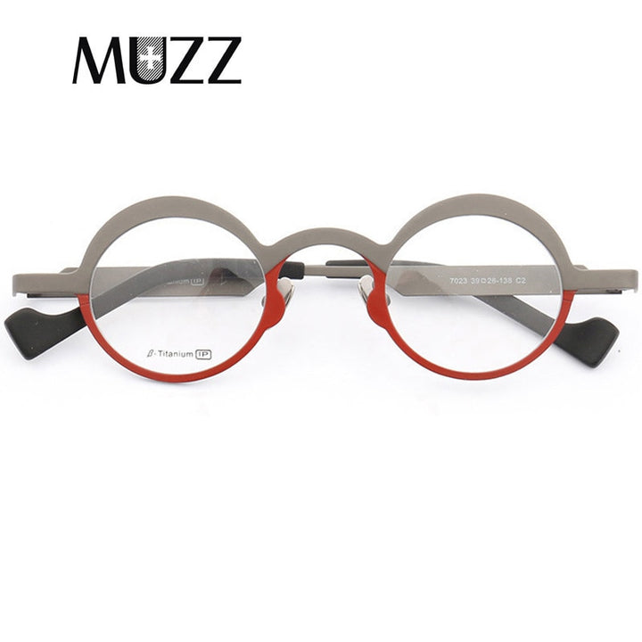 Muzz Unisex Full Rim Round Titanium Frame Eyeglasses T7023 Full Rim Muzz