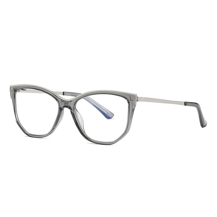 Hotochki Women's Full Rim Cat Eye Alloy Acetate Frame Eyeglasses 2048 Full Rim Hotochki gray