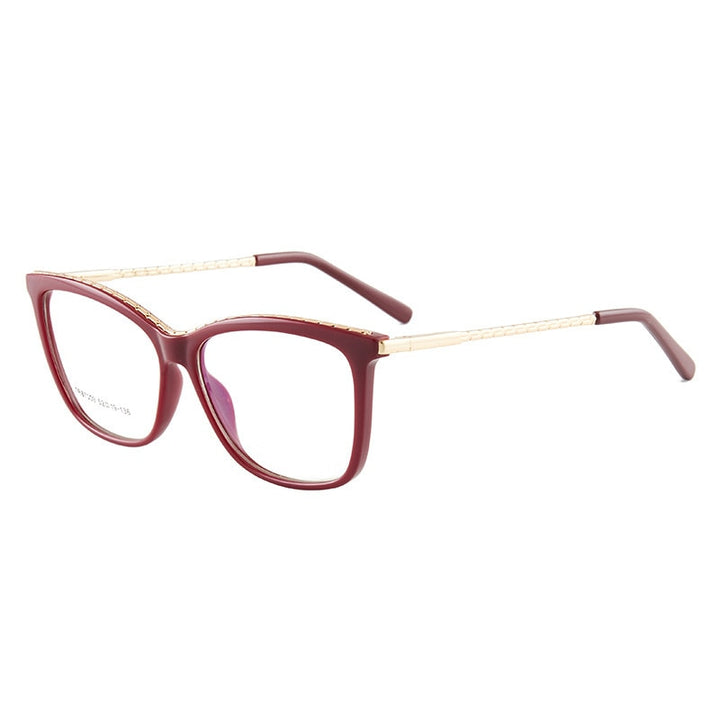 Hotony Woman's Full Rim Square TR 90 Resin Alloy Frame Eyeglasses 7009 Full Rim Hotony