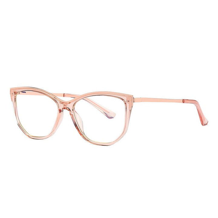 Hotochki Women's Full Rim Cat Eye Alloy Acetate Frame Eyeglasses 2048 Full Rim Hotochki Pink