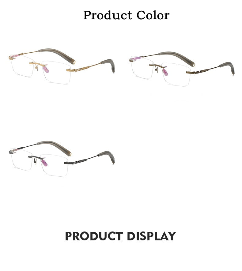 Yimaruili Men's Rimless Square β Titanium Frame Eyeglasses 80816 Rimless Yimaruili Eyeglasses