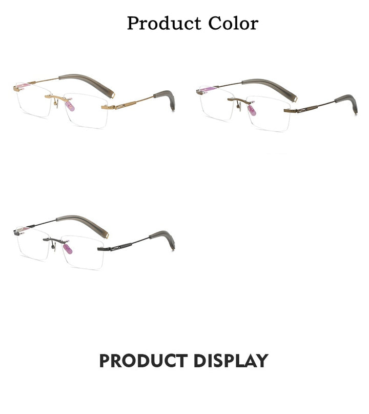 Yimaruili Men's Rimless Square β Titanium Frame Eyeglasses 80816 Rimless Yimaruili Eyeglasses
