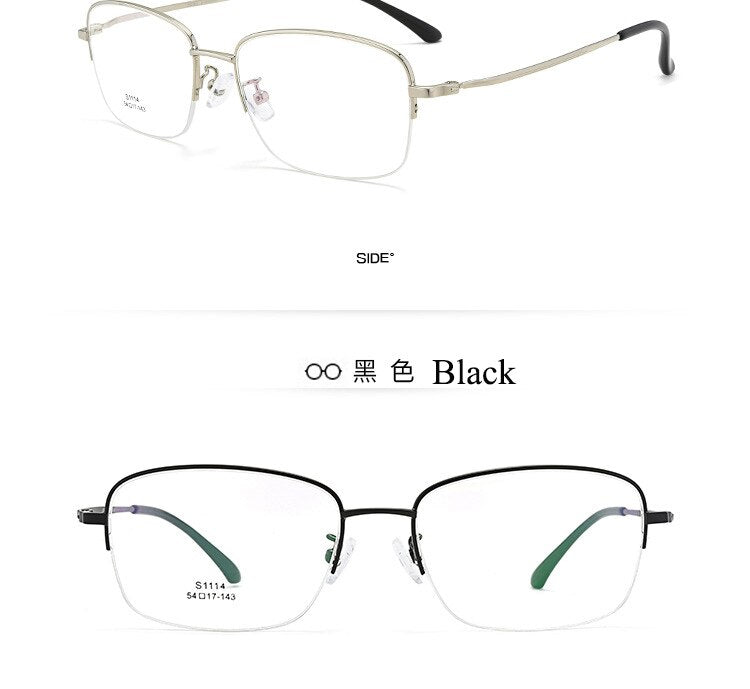 Men's Semi Rim IP Electroplated Titanium Alloy Frame Eyeglasses Zt1114 Semi Rim Bclear