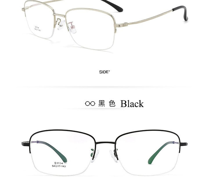 Men's Semi Rim IP Electroplated Titanium Alloy Frame Eyeglasses Zt1114 Semi Rim Bclear