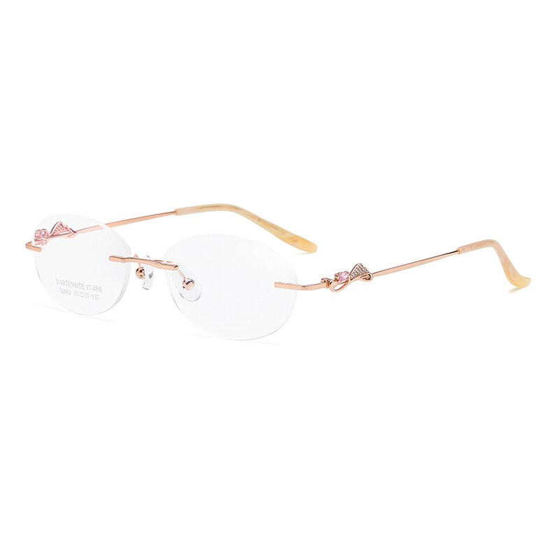 Zirosat 52052 Women's Eyeglasses Alloy Rimless Diamond Cutting Rimless Zirosat Rose golden