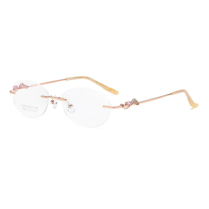 Zirosat 52052 Women's Eyeglasses Alloy Rimless Diamond Cutting Rimless Zirosat Rose golden