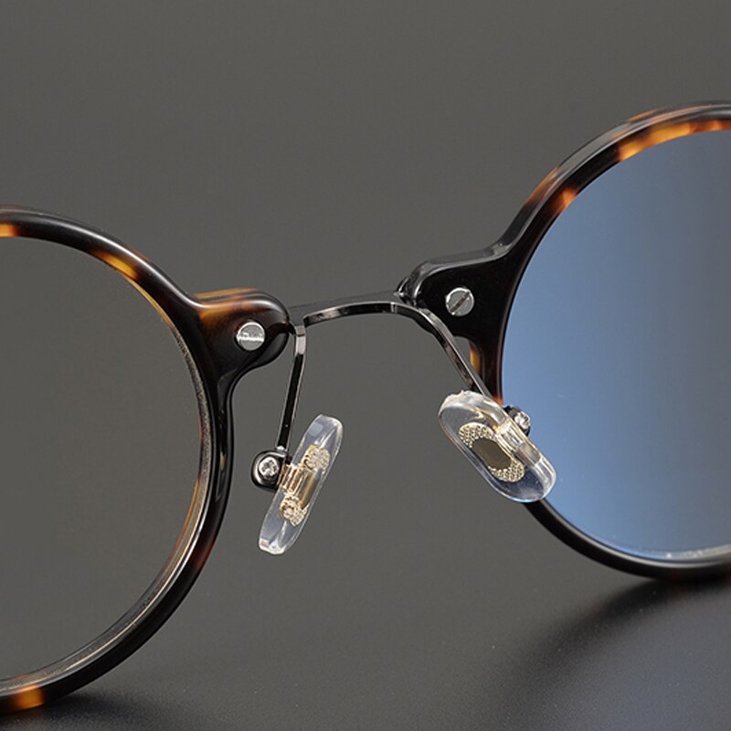 Gatenac Unisex Full Rim Round Acetate Titanium Frame Eyeglasses Gxyj577 Full Rim Gatenac