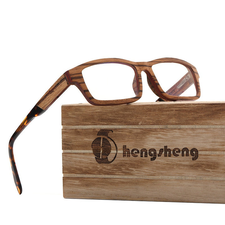 Hdcrafter Unisex Full Rim Square Wood Frame Eyeglasses 36365 Full Rim Hdcrafter Eyeglasses