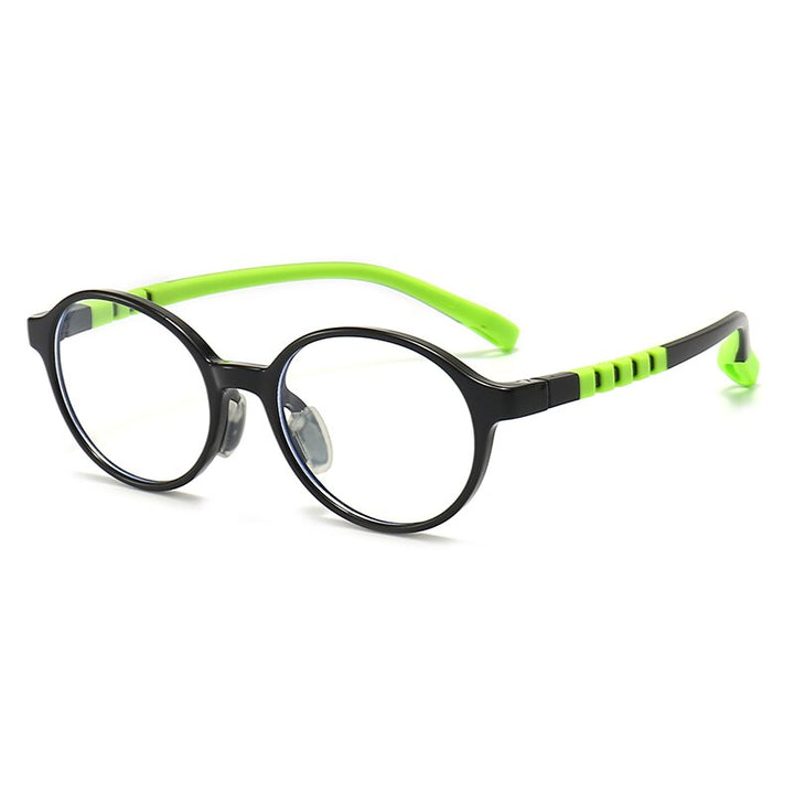 Oveliness Unisex Children's Full Rim Round Tr 90 Silicone Titanium Eyeglasses Trd108 Full Rim Oveliness c1 black green
