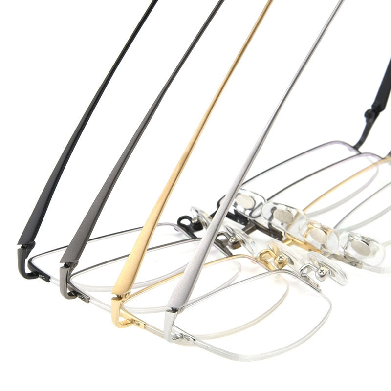 Unisex Titanium Half Rim Eyeglasses Round Box Frame 8272 Semi Rim Bclear