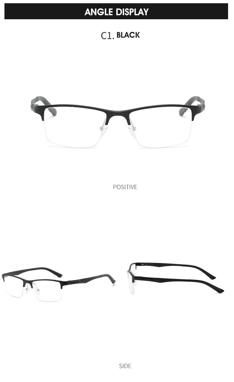 Hdcrafter Men's Semi Rim Square Titanium Alloy Frame Eyeglasses P6329 Semi Rim Hdcrafter Eyeglasses