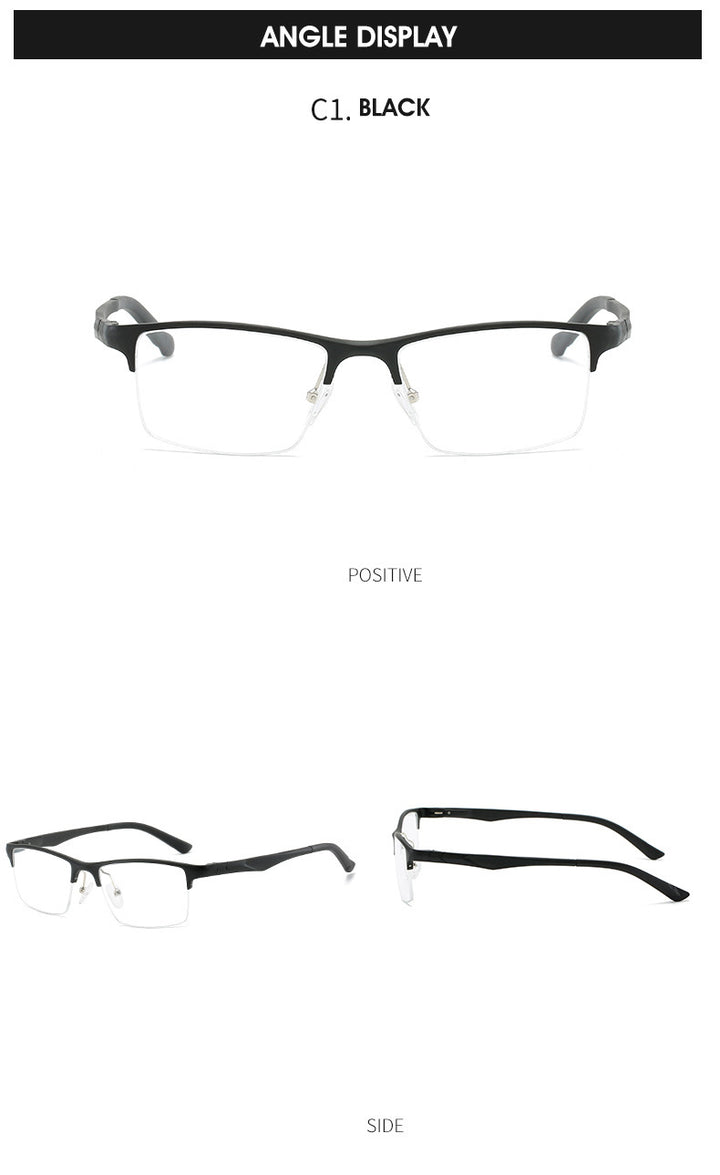 Hdcrafter Men's Semi Rim Square Titanium Alloy Frame Eyeglasses P6329 Semi Rim Hdcrafter Eyeglasses