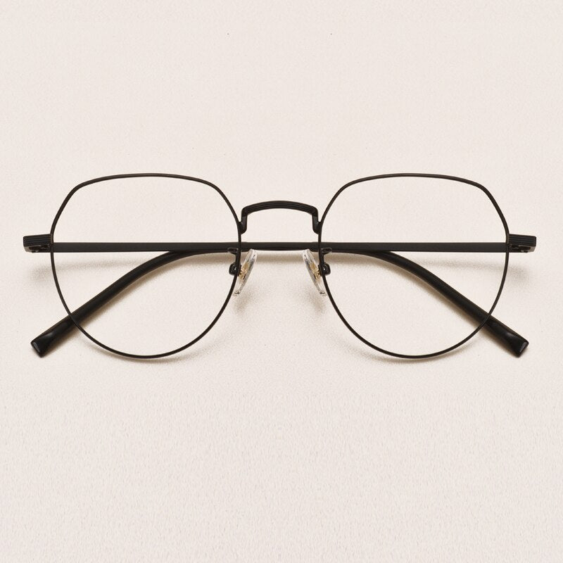 Yimaruili Unisex Full Rim Round Titanium Frame Eyeglasses 1901 Full Rim Yimaruili Eyeglasses Black