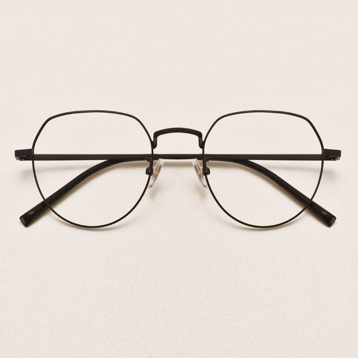 Yimaruili Unisex Full Rim Round Titanium Frame Eyeglasses 1901 Full Rim Yimaruili Eyeglasses Black