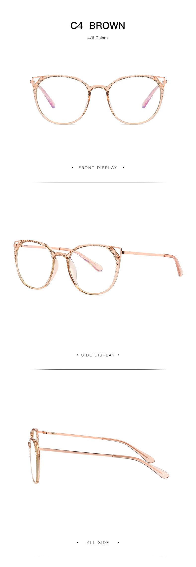 Hotochki Women's Full Rim Round TR-90 Resin Alloy Frame Eyeglasses 2054 Full Rim Hotochki