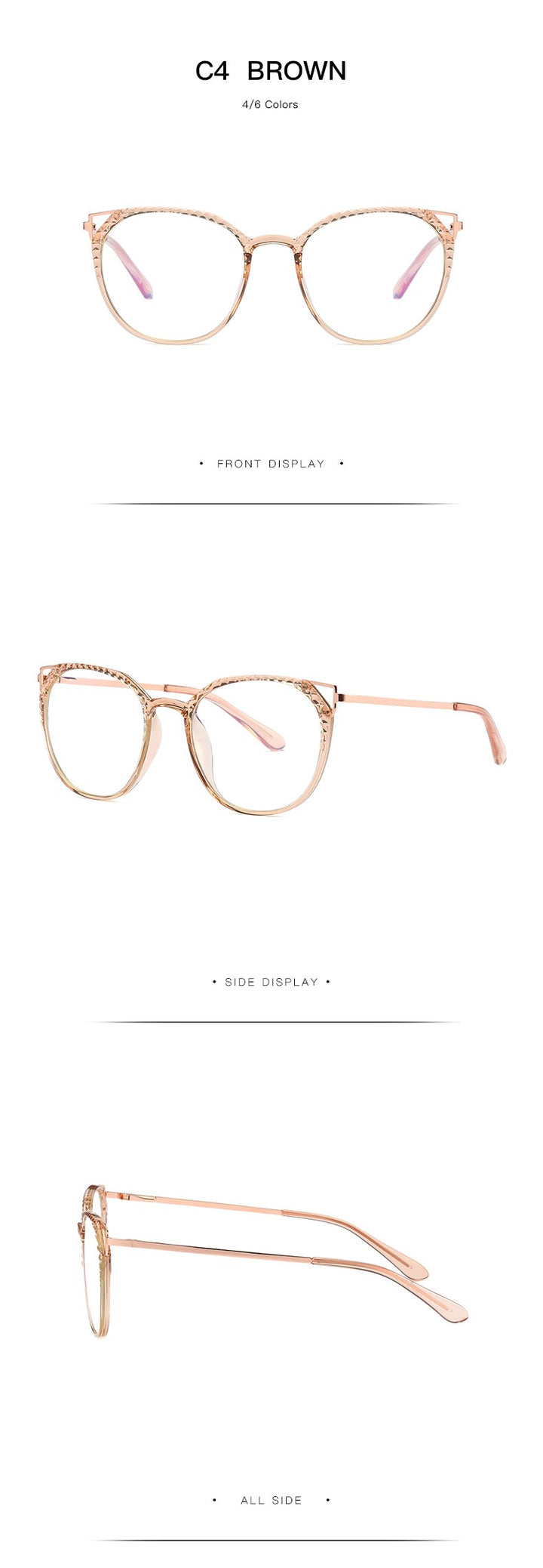 Hotochki Women's Full Rim Round TR-90 Resin Alloy Frame Eyeglasses 2054 Full Rim Hotochki